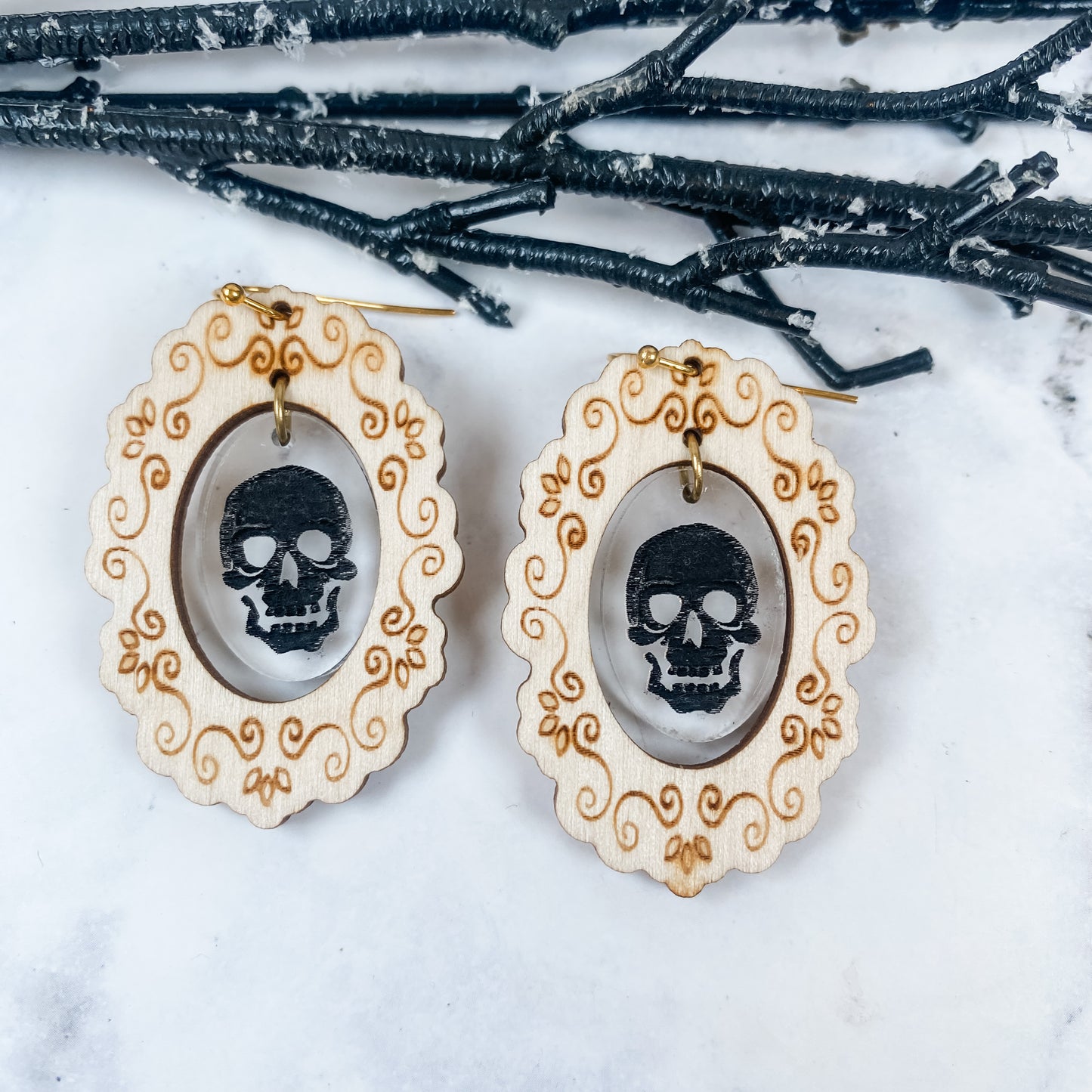 Victorian Inspired Halloween Skull Earrings