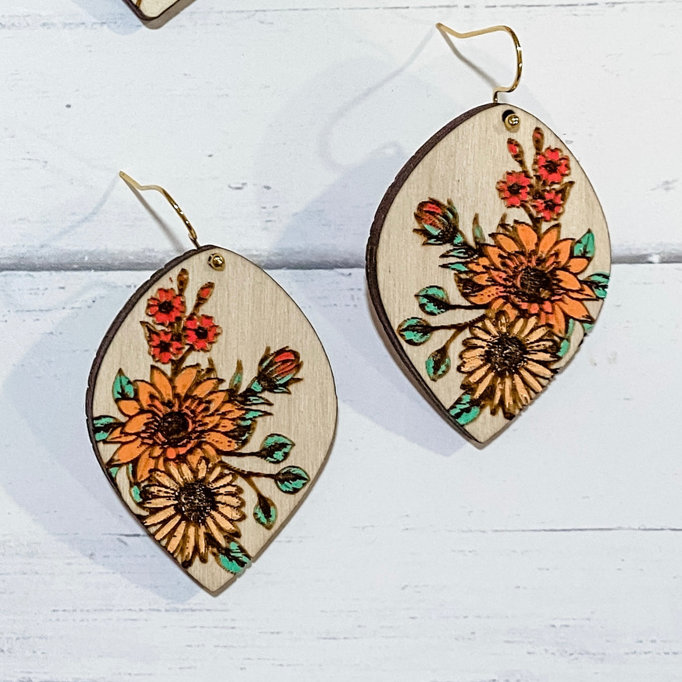 Floral Bouquet Hand Painted Earrings