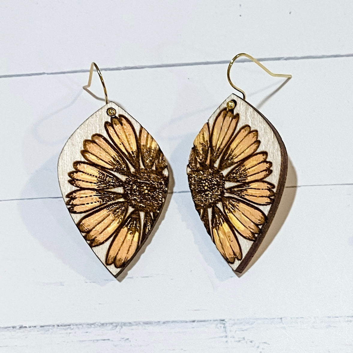 Gorgeous Sunflower Hand Painted Earrings