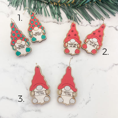 Wooden Christmas Gnomes Earring