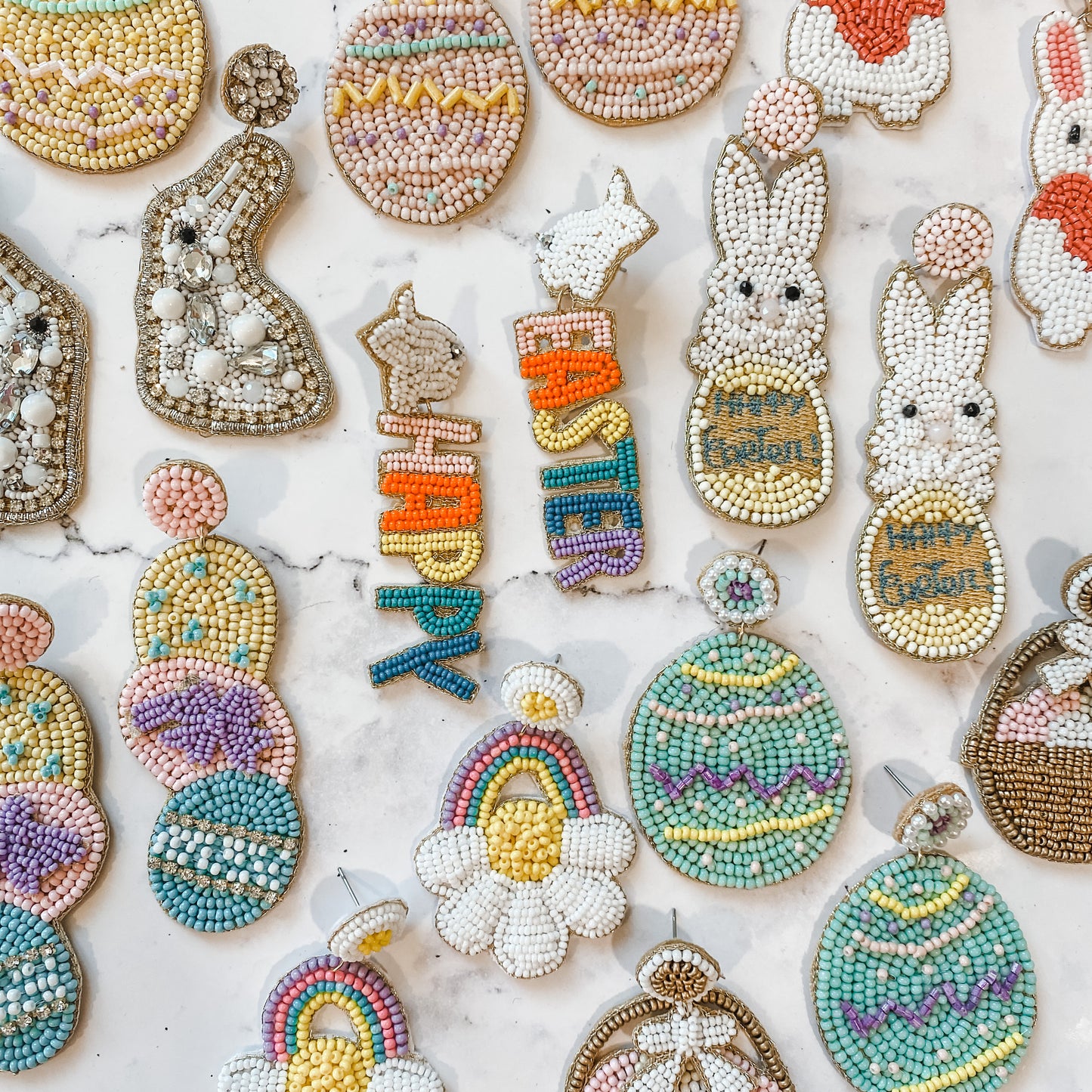 Happy Easter Colorful Beaded Earrings