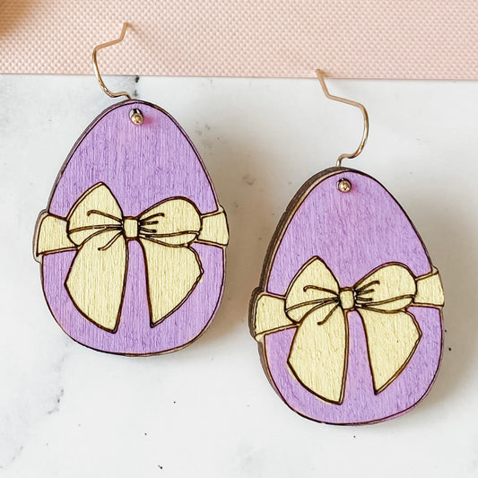 Pastel Purple and Yellow Easter Egg Earrings