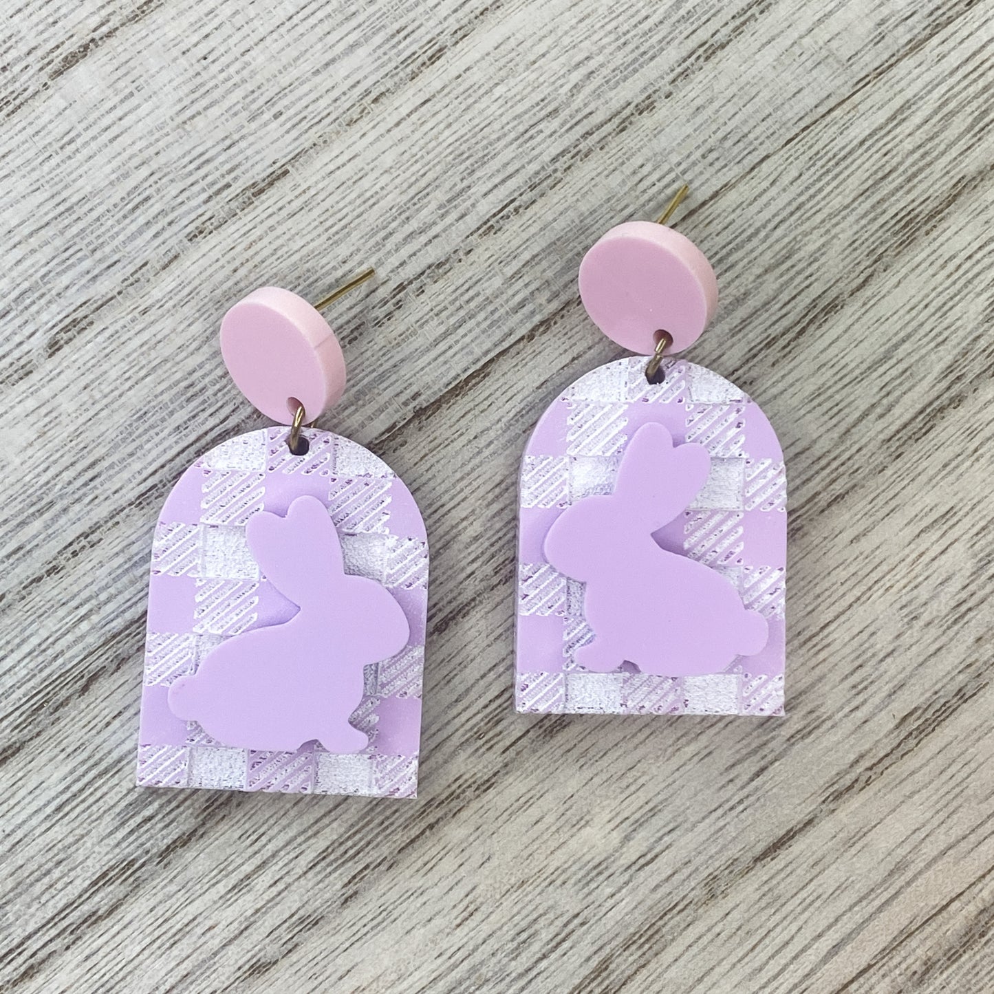 Pastel Bunny Hound's Tooth Earrings
