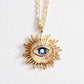 Midcentury Evil Eye Necklace with Blue CZ, Celestial Evil Eye, Night Sky Jewelry 18k Gold Plated, Good Luck Pendant, Talisman, Protection